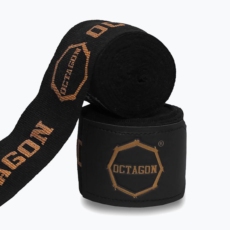 Boxkesztyű kötések Octagon Fightgear Supreme Printed 300 cm black/gold 2