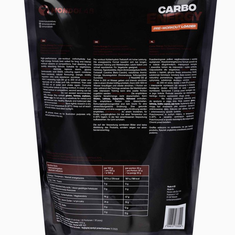 Carbo Energy MONDOLAB szénhidrátok 1000g trópusi gyümölcs MND012 2