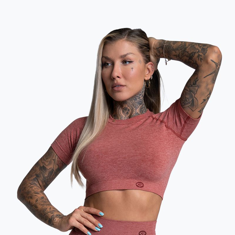 Női edző póló Gym Glamour Seamless Rashguard cseresznye