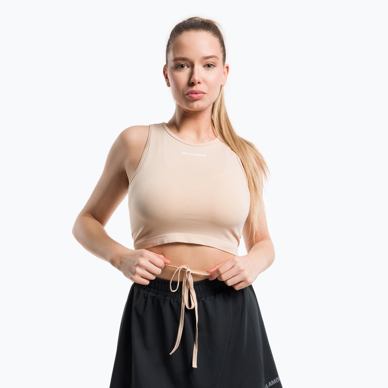 Női edzés felső Gym Glamour Glamour Kötött Beige 443