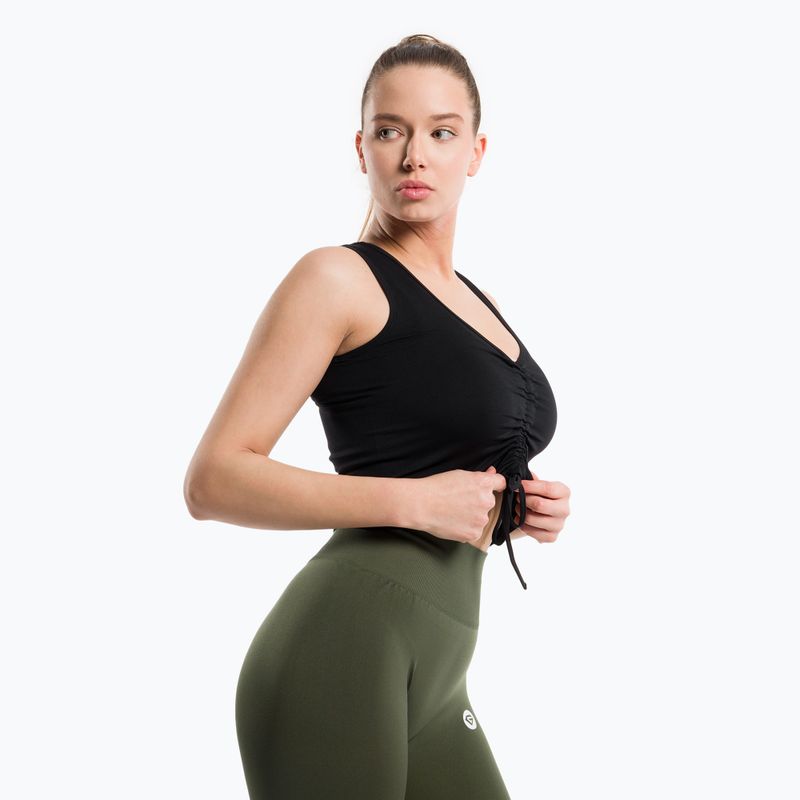 Női edzőtábor felső Gym Glamour Drawstring Fekete 445