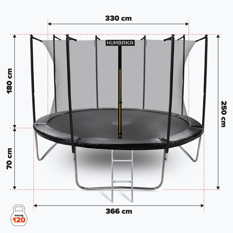 HUMBAKA Eco 366 cm fekete ECO-12' Trampok 17