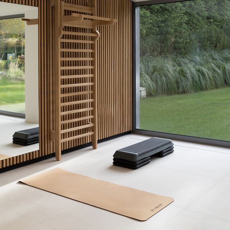 XTREXO jógaszőnyeg TPE parafa 6 mm fekete YM-C01C 3