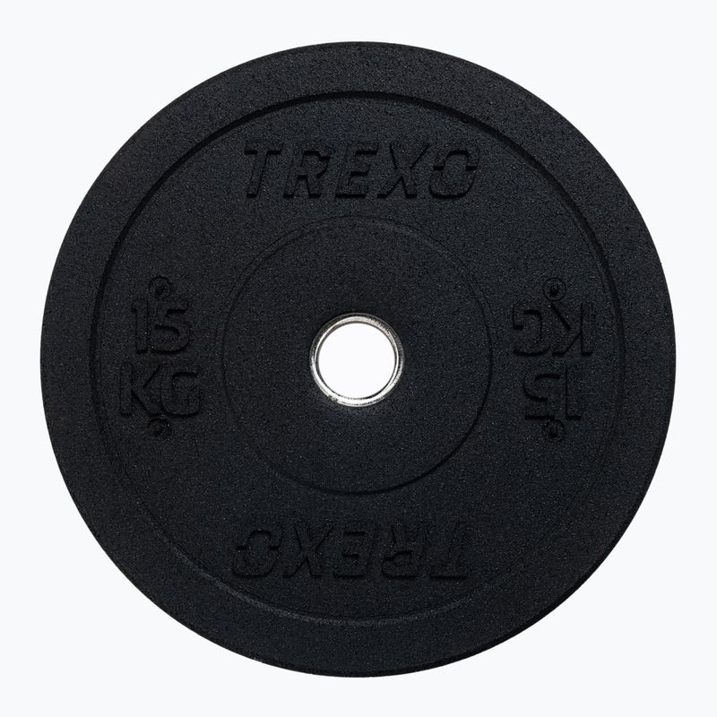 TREXO fekete bumper olimpiai súlytárcsa 15 kg TRX-BMP015 9