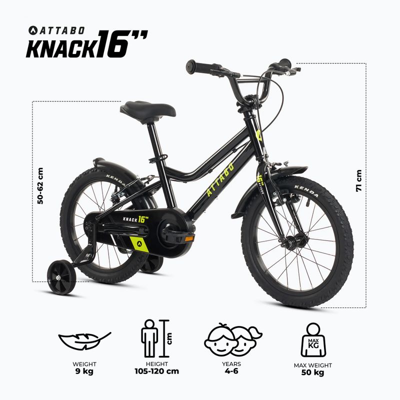 Gyermek kerékpár ATTABO KNACK 16" fekete 2