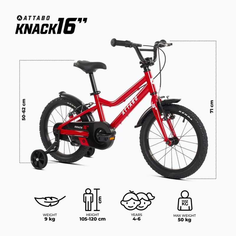 Gyermek kerékpár ATTABO KNACK 16" piros 2