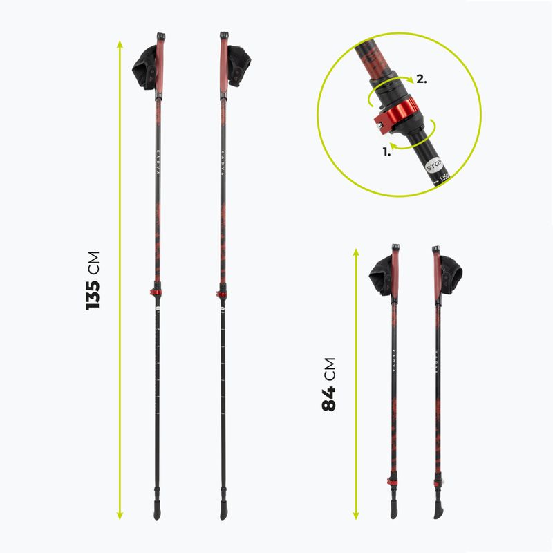 Állítható piros KADVA Halna nordic walking botok 2