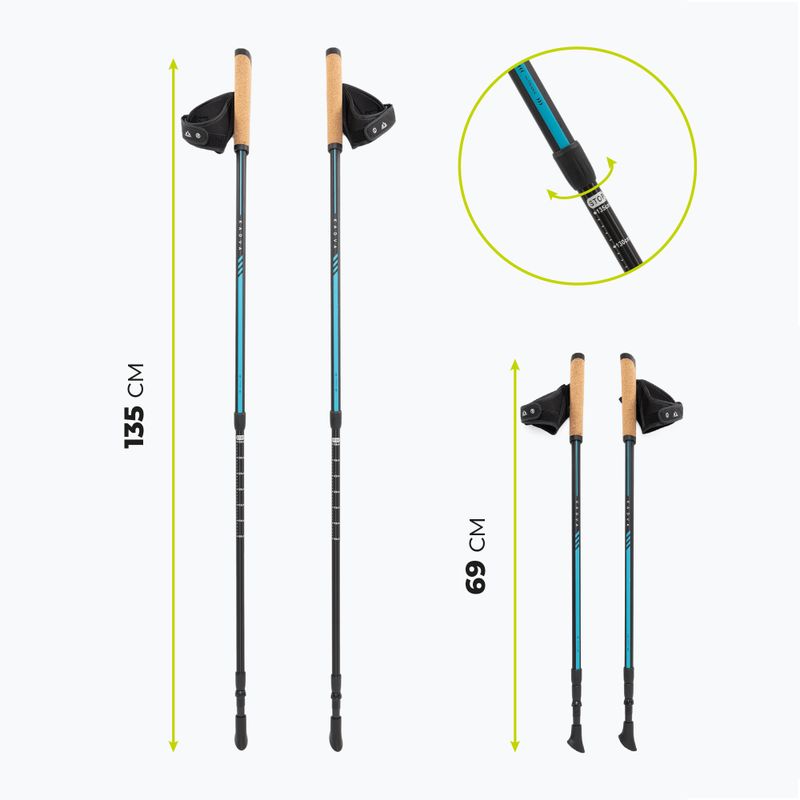 Kék, állítható KADVA Luna nordic walking botok 2