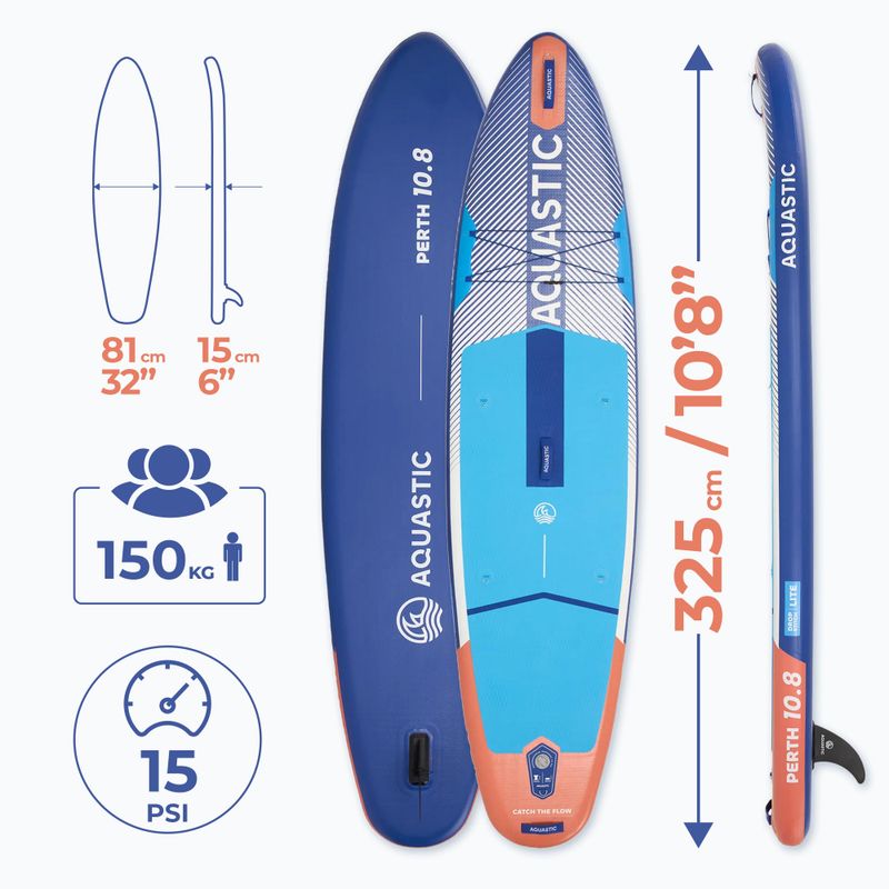 Felfújható SUP deszka szett AQUASTIC Perth 10'8" all-round blue 16