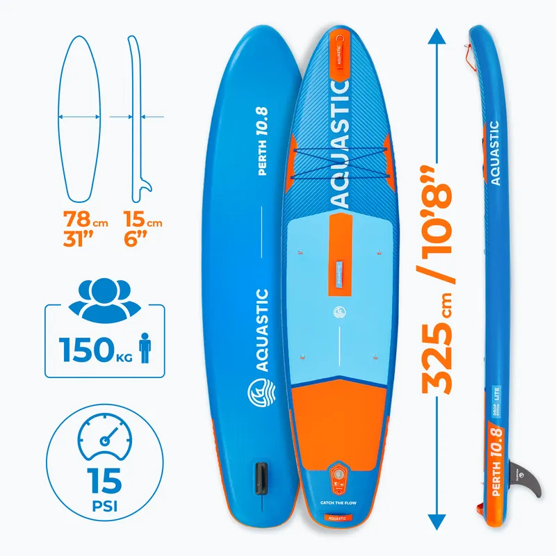 Szett deszka SUP felfújható AQUASTIC Perth 10'8" allround kék 24