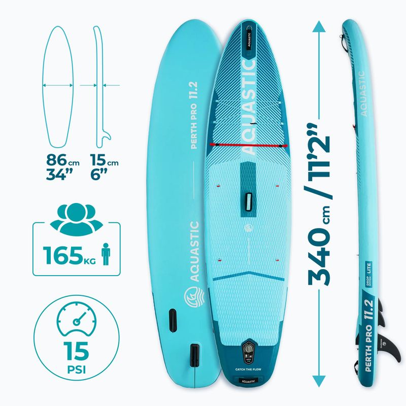 Felfújható SUP deszka szett AQUASTIC Perth Pro 11'2" all-round green 19