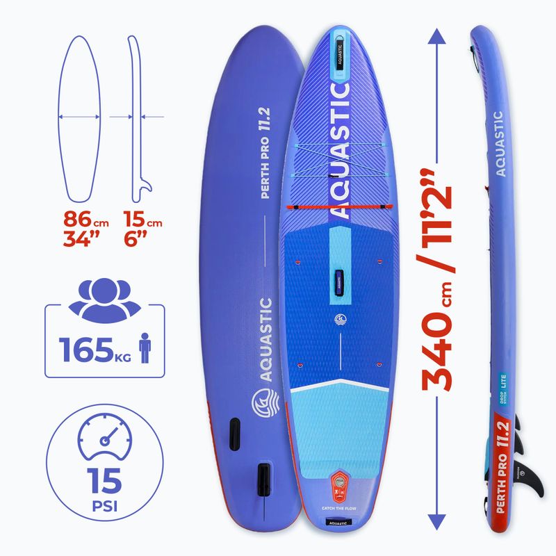 Felfújható SUP deszka szett AQUASTIC Perth Pro 11'2" all-round blue 21
