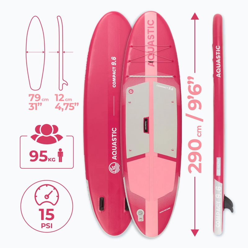 SUP AQUASTIC Compact 9'6" deszka rózsaszínű 17