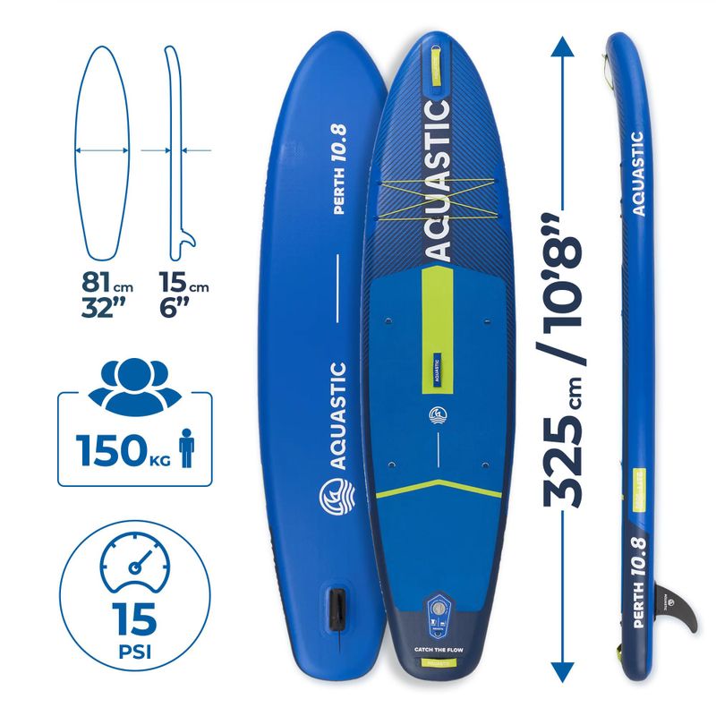 Felfújható SUP deszka szett AQUASTIC Perth 10'8" allround dark blue 18