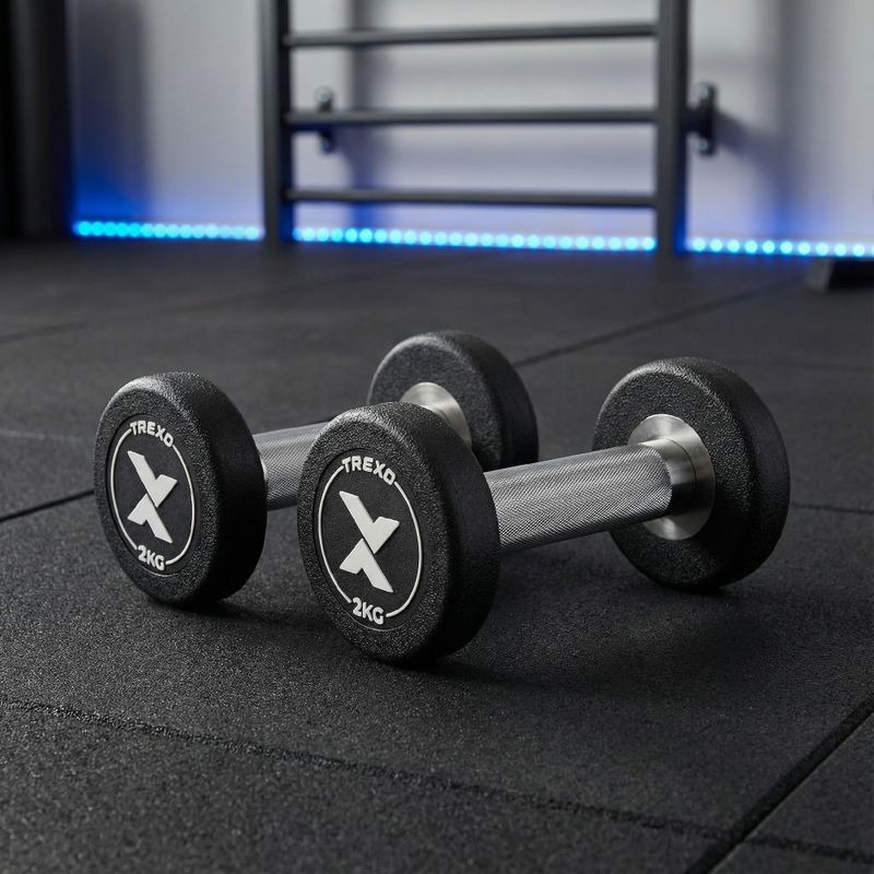 Gumírozott öntöttvas kézisúlyzó XTREXO Pro 2 kg black 3