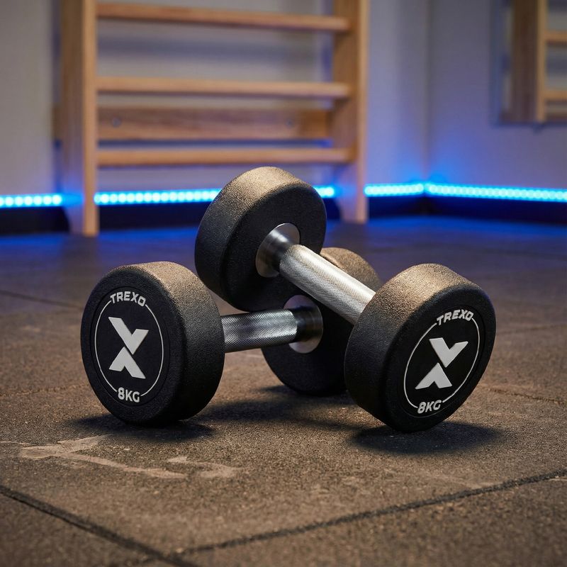 Gumírozott öntöttvas kézisúlyzó XTREXO Pro 8 kg black 3