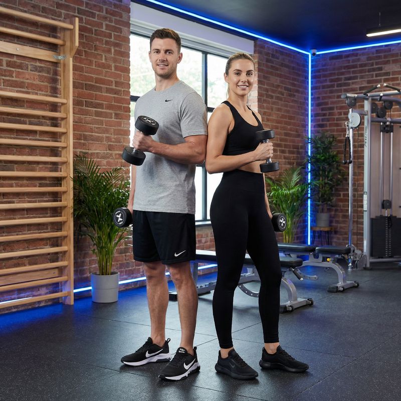 Gumírozott öntöttvas kézisúlyzó XTREXO Pro 10 kg black 5