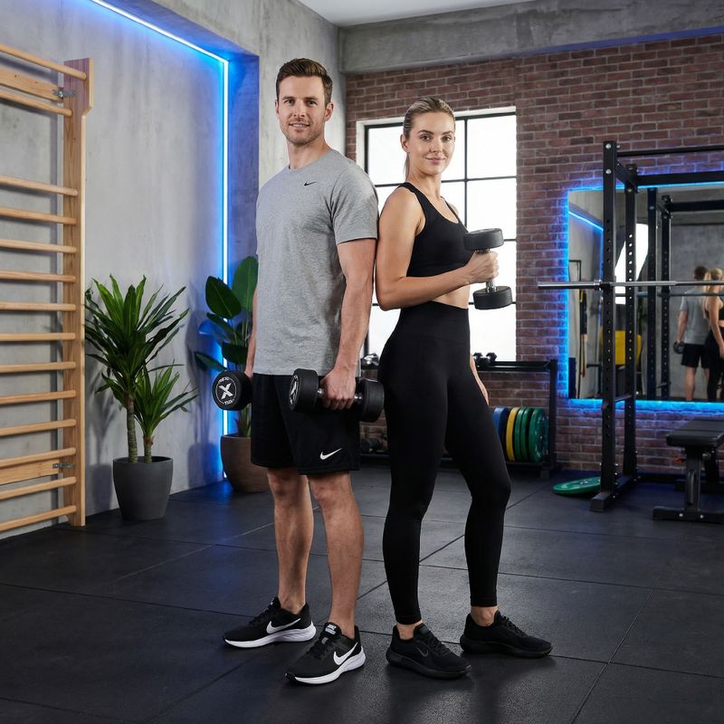 Gumírozott öntöttvas kézisúlyzó XTREXO Pro 12 kg black 5