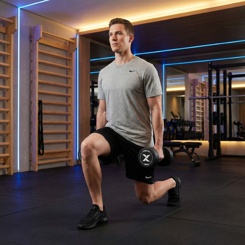 Gumírozott öntöttvas kézisúlyzó XTREXO Pro 16 kg black 4