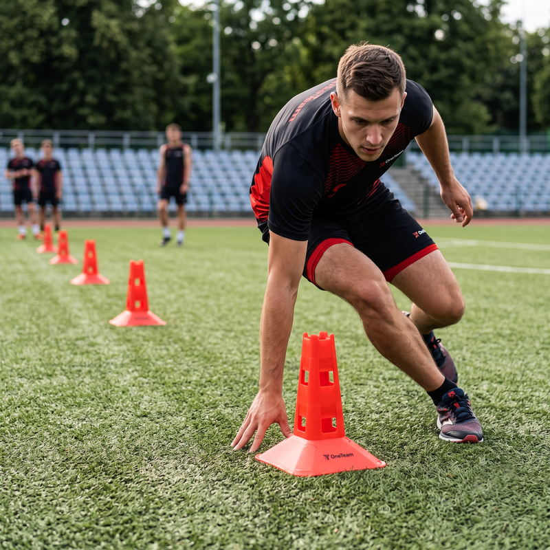 Zestaw pachołków OneTeam TRFTB03 MD6 6 sztuk czerwone 2