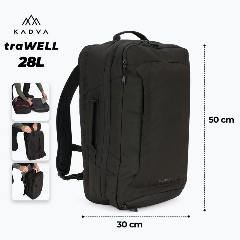 KADVA traWELL 28 l fekete túrahátizsák 2