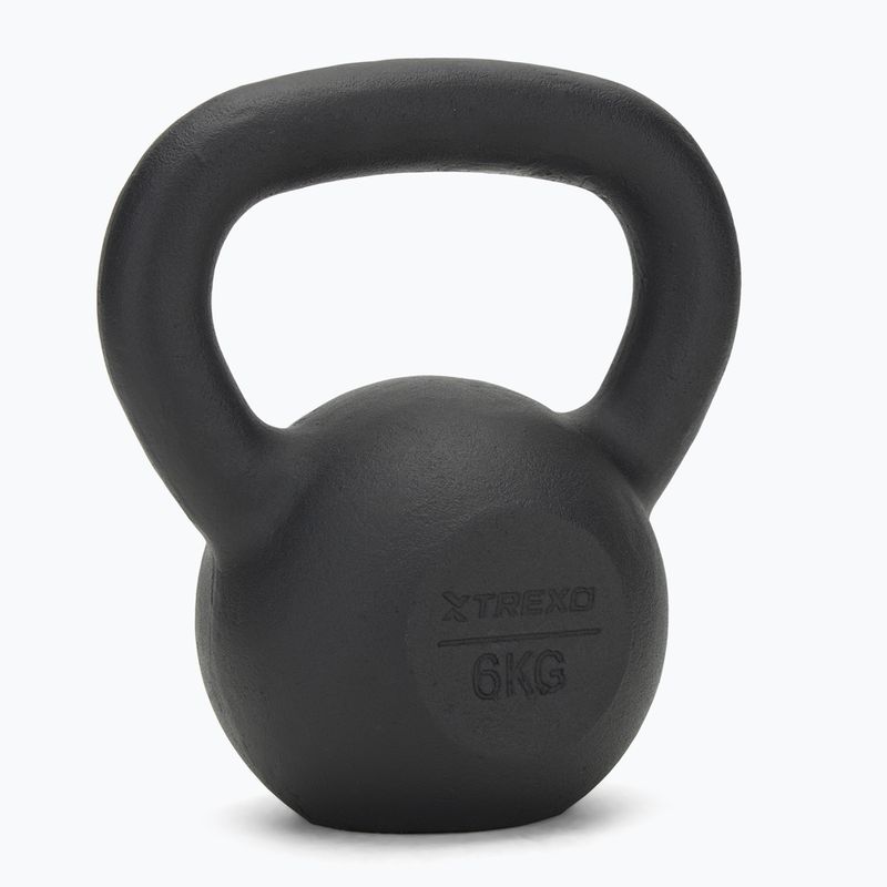 TREXO 6kg fekete öntöttvas kettlebell