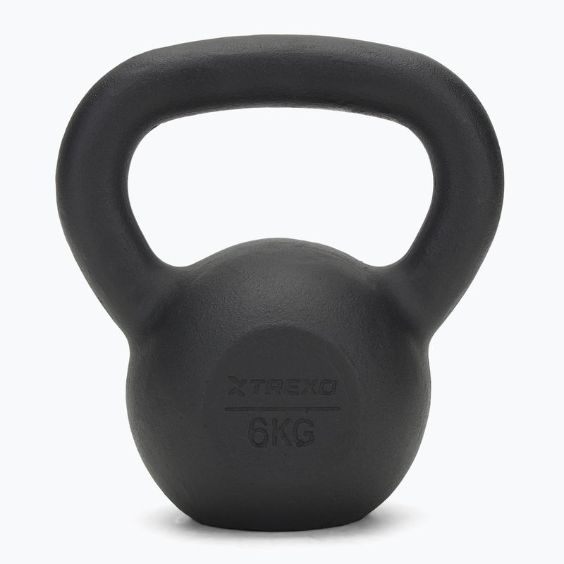 TREXO 6kg fekete öntöttvas kettlebell 2