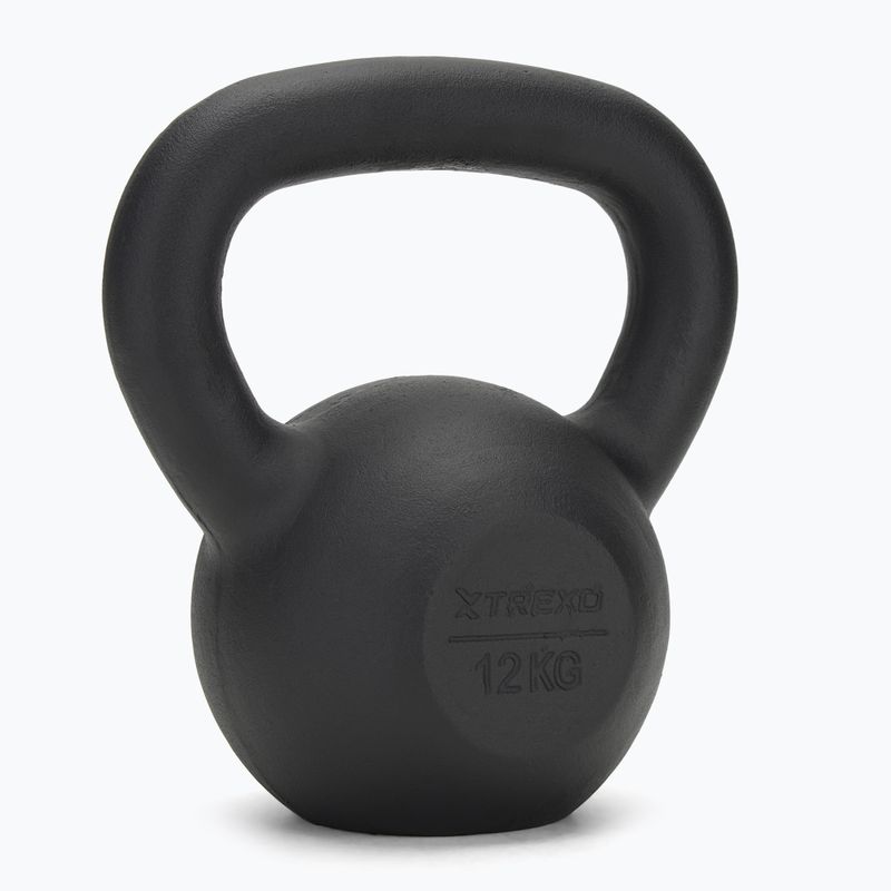 TREXO 12 kg fekete öntöttvas kettlebell