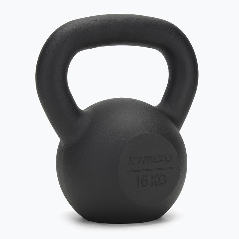 TREXO 16 kg fekete öntöttvas kettlebell