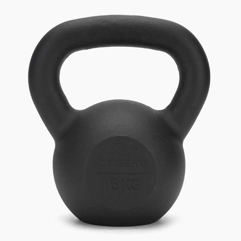 TREXO 16 kg fekete öntöttvas kettlebell 2