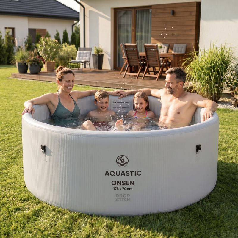Felfújható medence AQUASTIC ONSEN drop stitch 1200 l 178 cm szürke 3