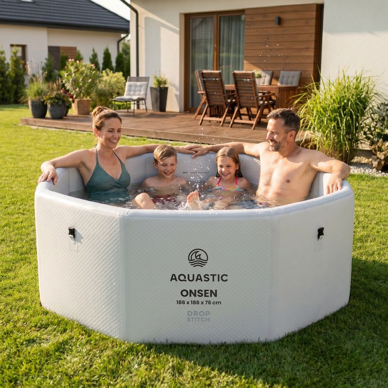 Felfújható medence AQUASTIC ONSEN drop stitch 1400 l 186 cm szürke 18