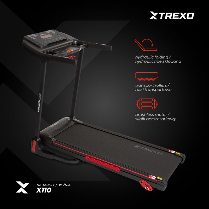 TREXO X110 elektromos futópad fekete színű 11