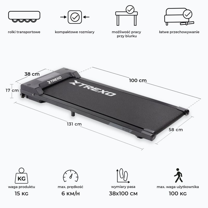 Elektromos futópad TREXO Walking Pad W100 fekete 2