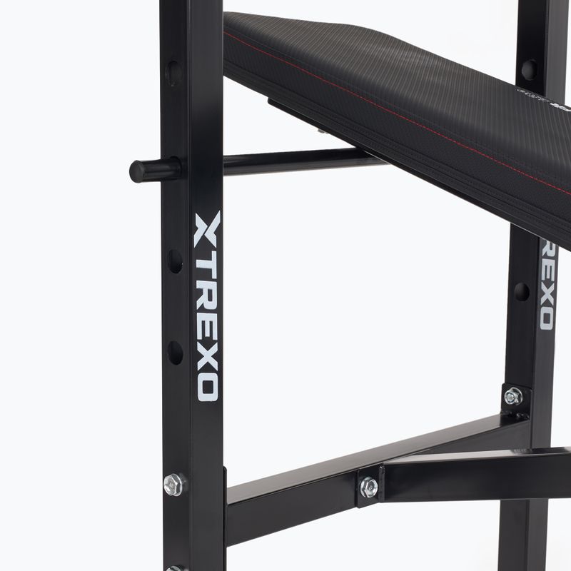 XTREXO BenchFit Lite edzőpad állvánnyal és súlyzóval fekete színben 12