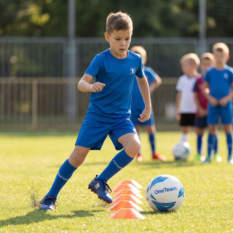 Gyerek futball szett OneTeam Precision Set mez és rövidnadrág kék 14