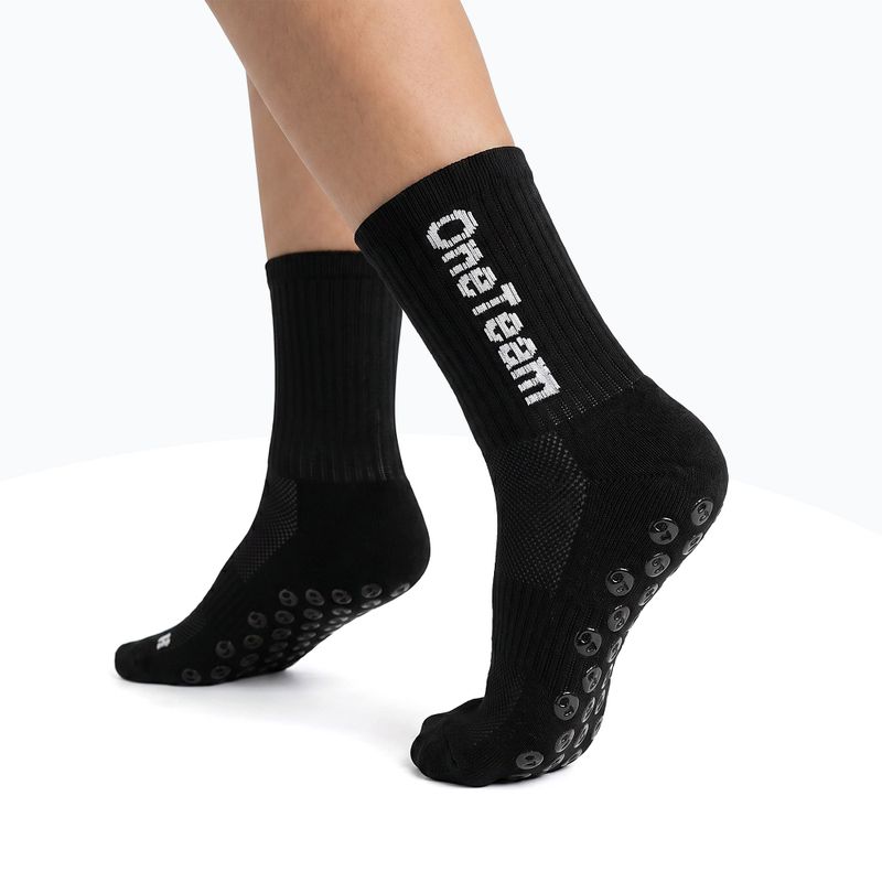 Gyerek focizokni OneTeam Precision Grip non-slip 2-pack black 2
