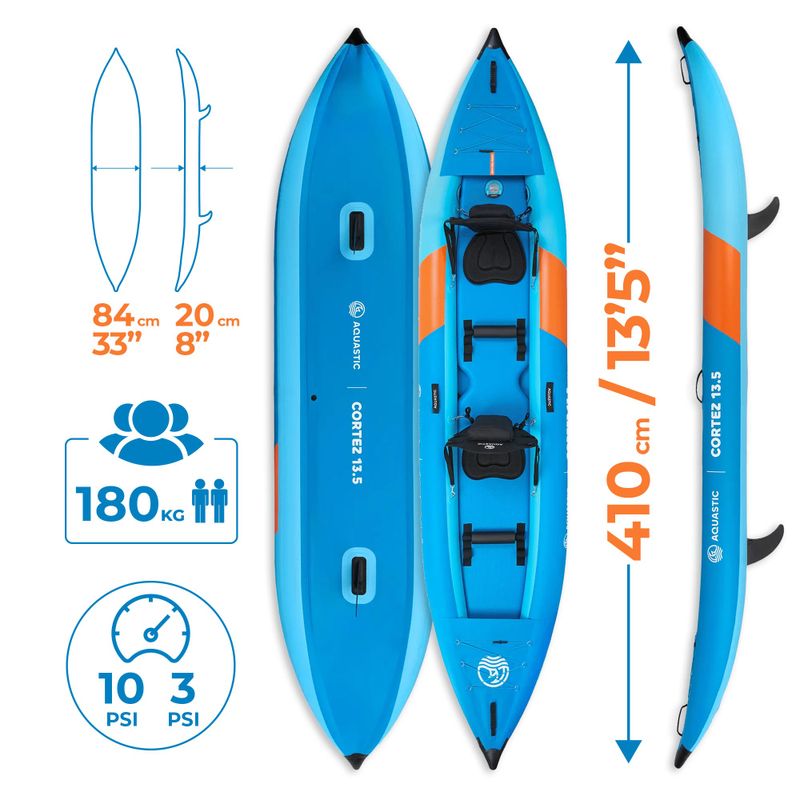 AQUASTIC Cortez 13'5" 410 cm kék 2 személyes, felfújható kajak 22