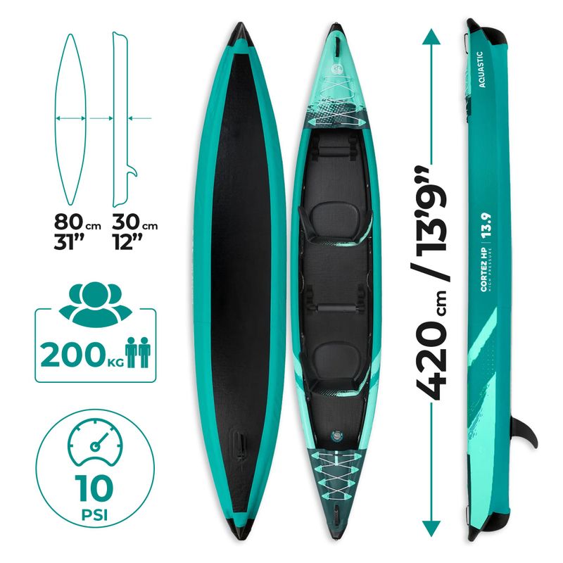 AQUASTIC Cortez 13'9" 420 cm zöld 2 személyes, nagynyomású, felfújható kajak 22