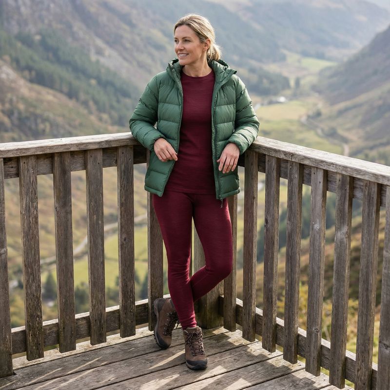 Női thermo fehérnemű szett WOOLCANO Merino SET0543 burgundy 8