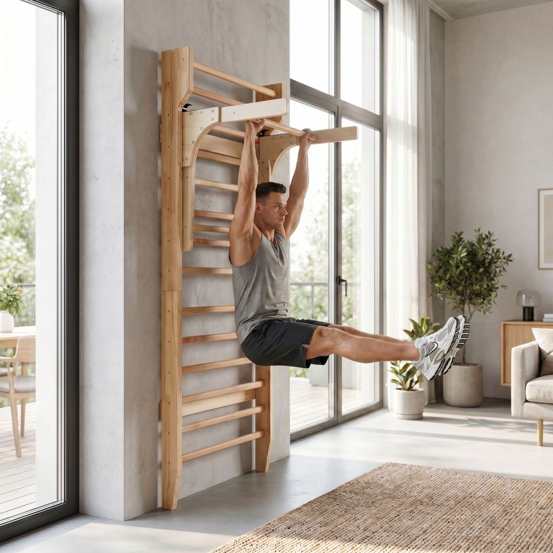 Tornafal létra húzódzkodó rúddal XTREXO LW100 wooden 11
