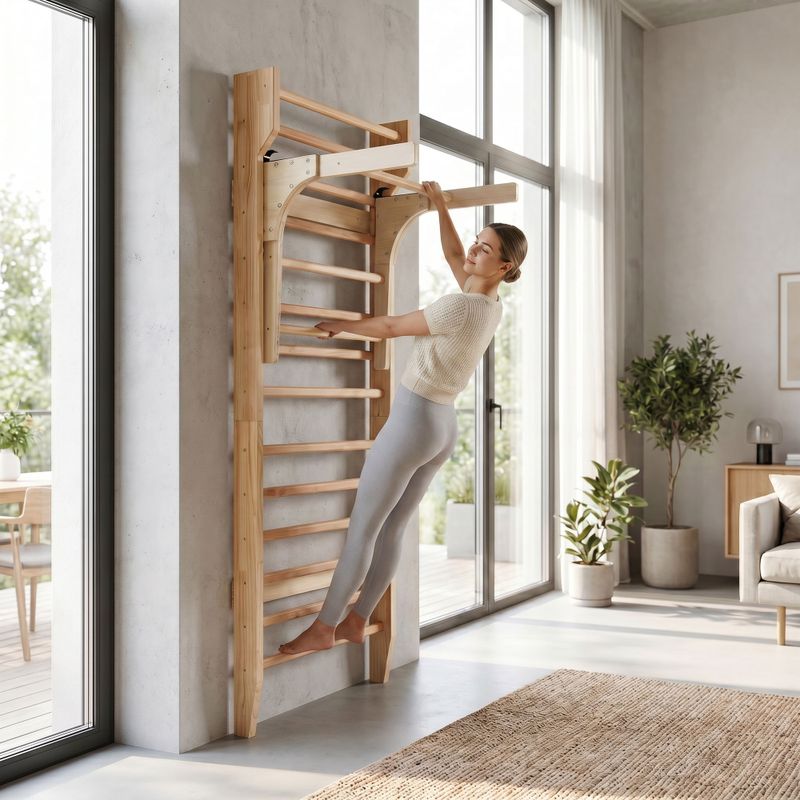 Tornafal létra húzódzkodó rúddal XTREXO LW100 wooden 12
