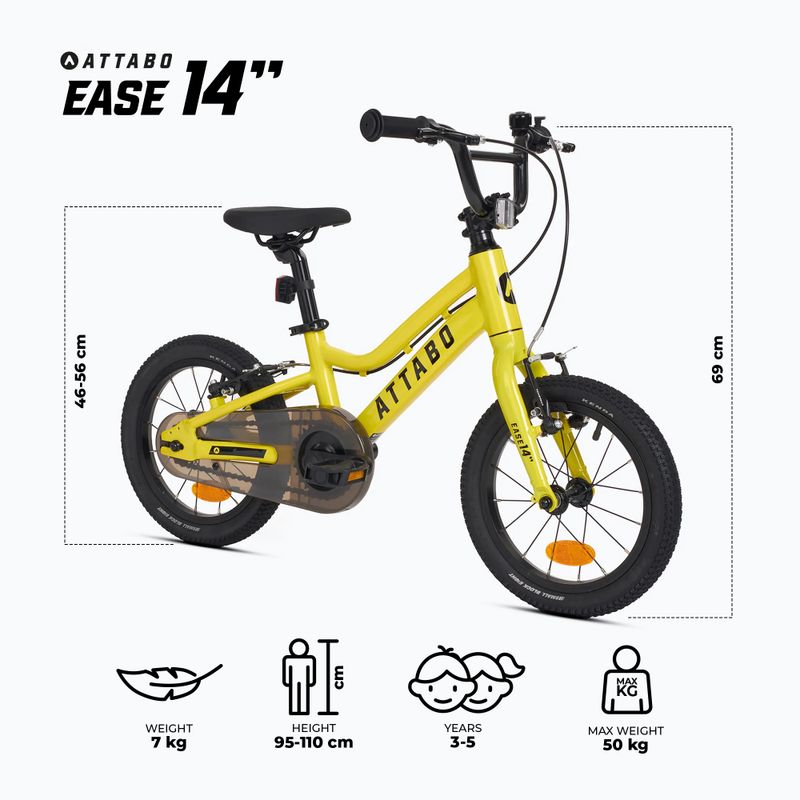 Gyermek kerékpár ATTABO EASE 14" sárga 2