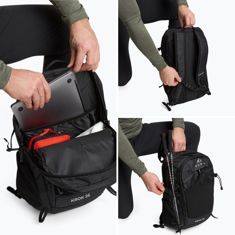KADVA túrahátizsák laptop zsebbel Krok 25 l fekete 9