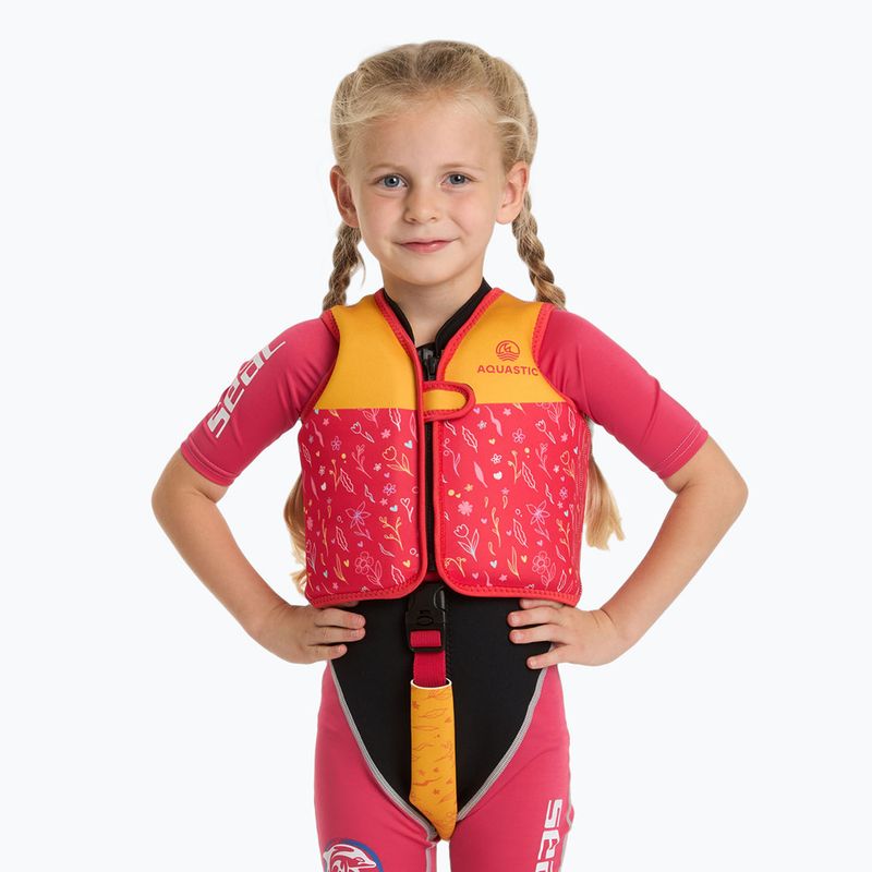 AQUASTIC Junior gyermek úszómellény rózsaszín/sárga 2