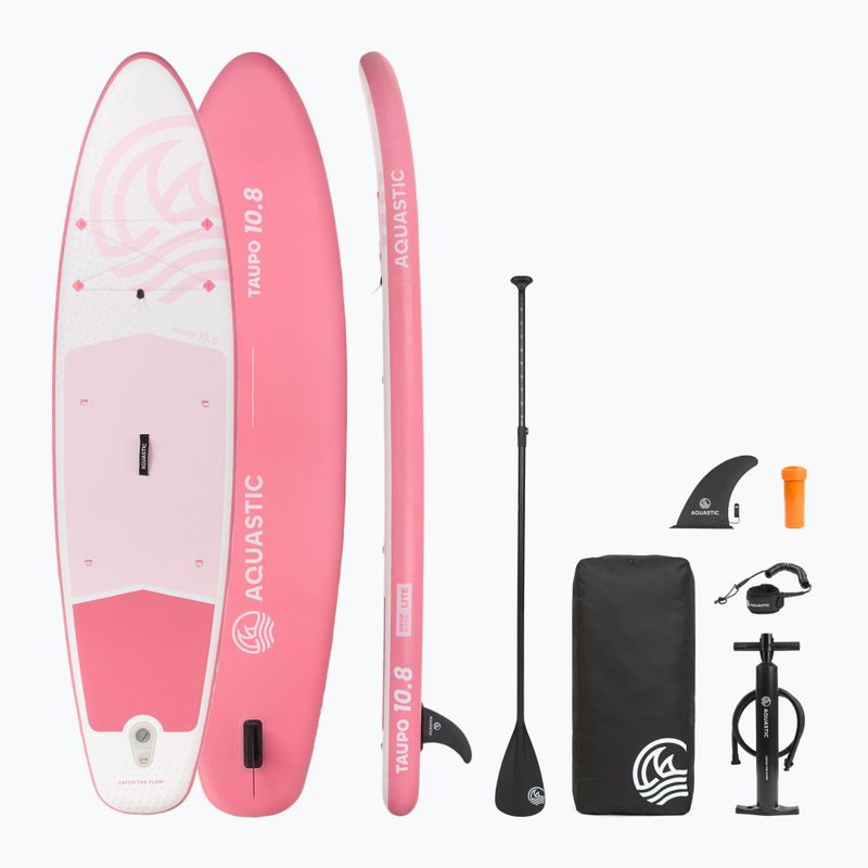 Szett deszka SUP felfújható AQUASTIC Taupo 10'8" allround rózsaszín