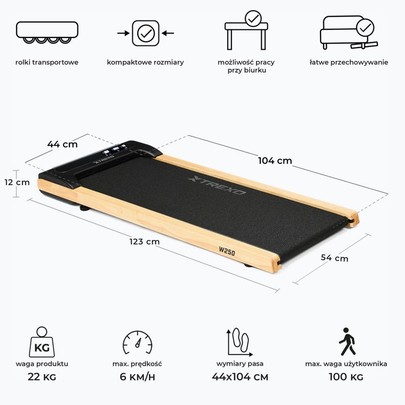 Elektromos futópad TREXO TXO-W250 fekete/barna 2