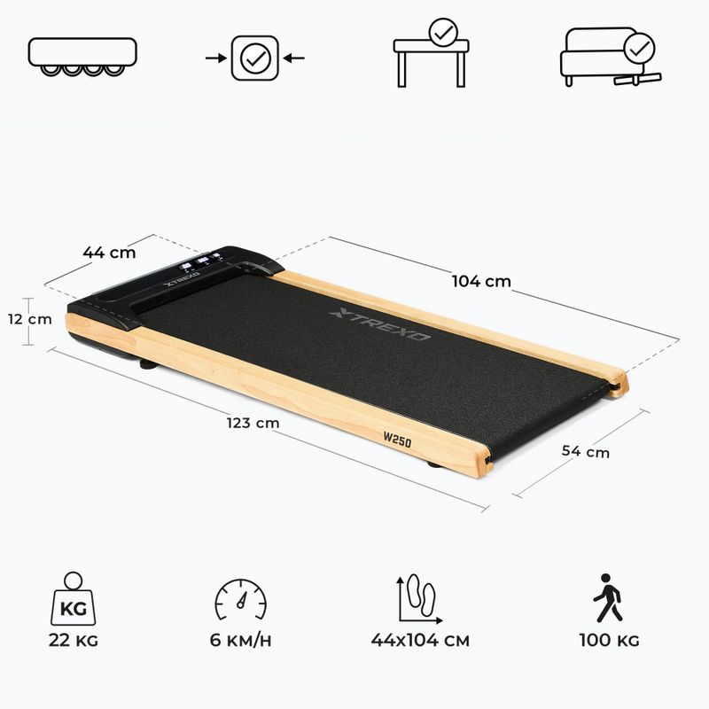 Elektromos futópad XTREXO TXO-W250 fekete/barna 3