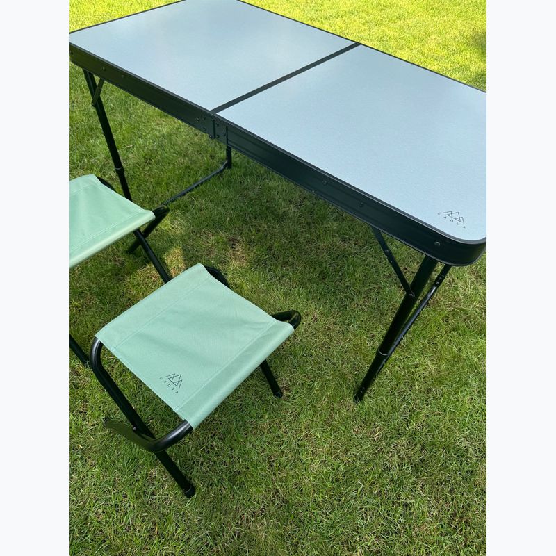 Összecsukható kempingasztal + székek KADVA CAMPtable szett 4-6 fő részére, szürke 8