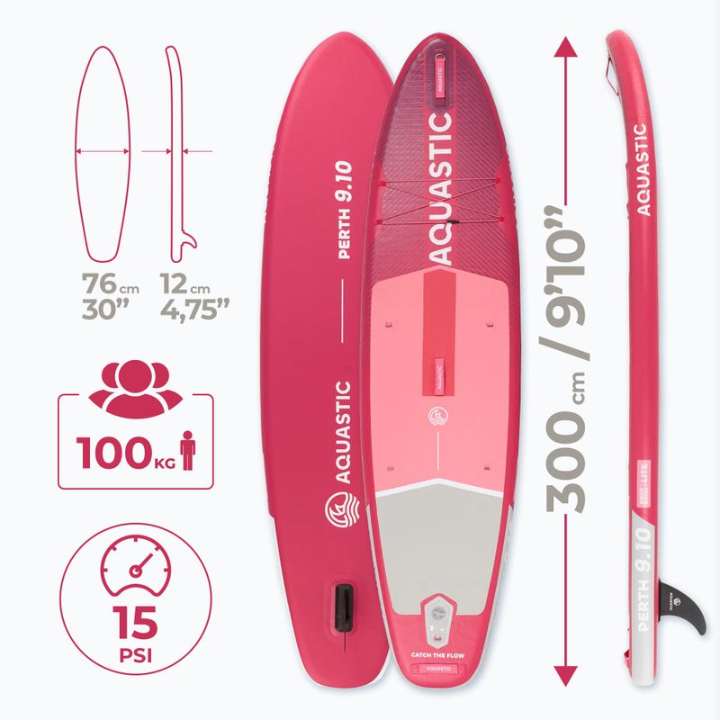 Felfújható SUP deszka szett AQUASTIC Perth 9'10" pink 24